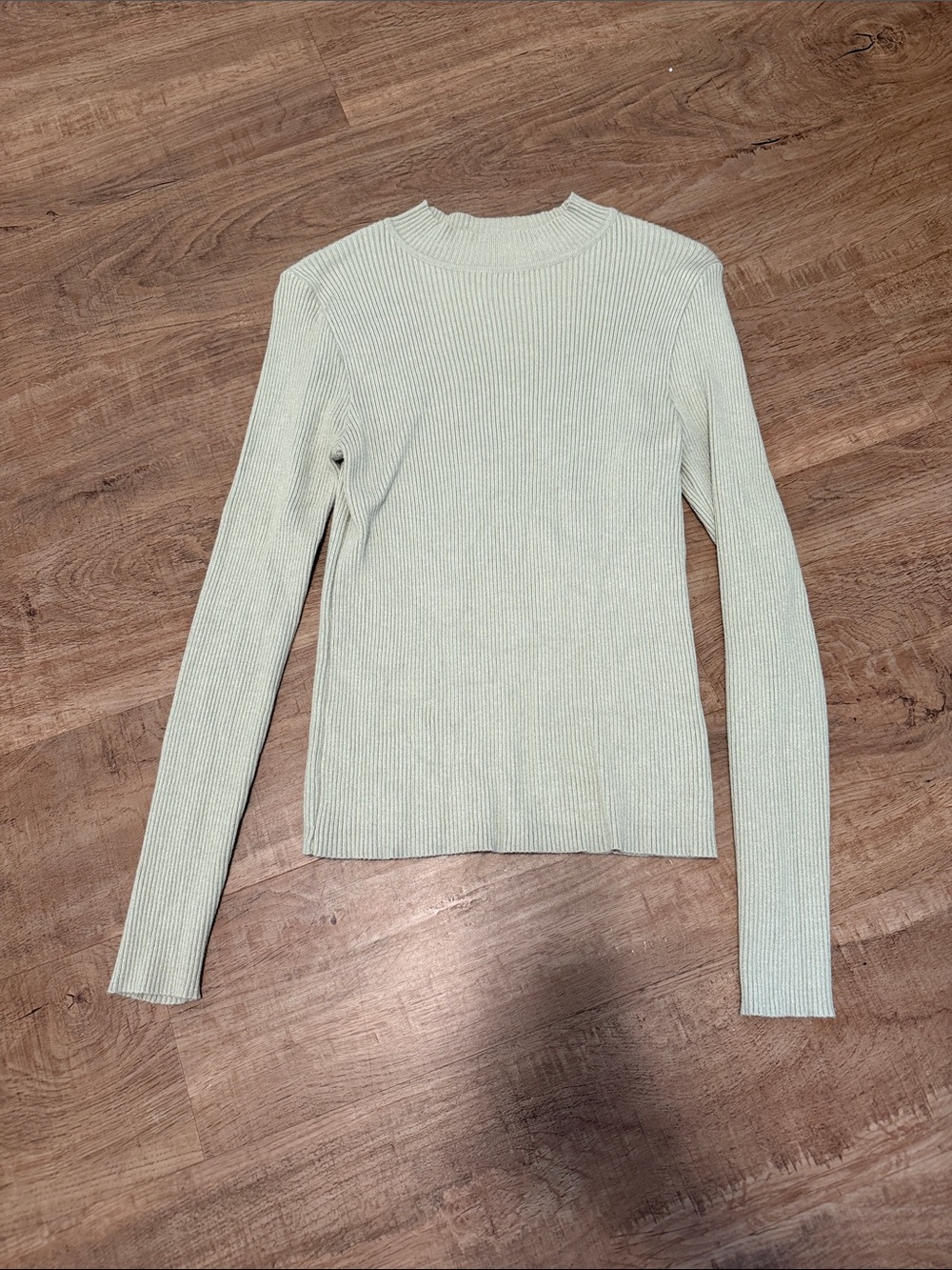 SHEIN Light Mint Ribbed Mock-neck  Sweater
